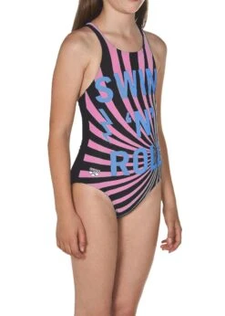 Arena Girls Swim And Roll Swimsuit Black