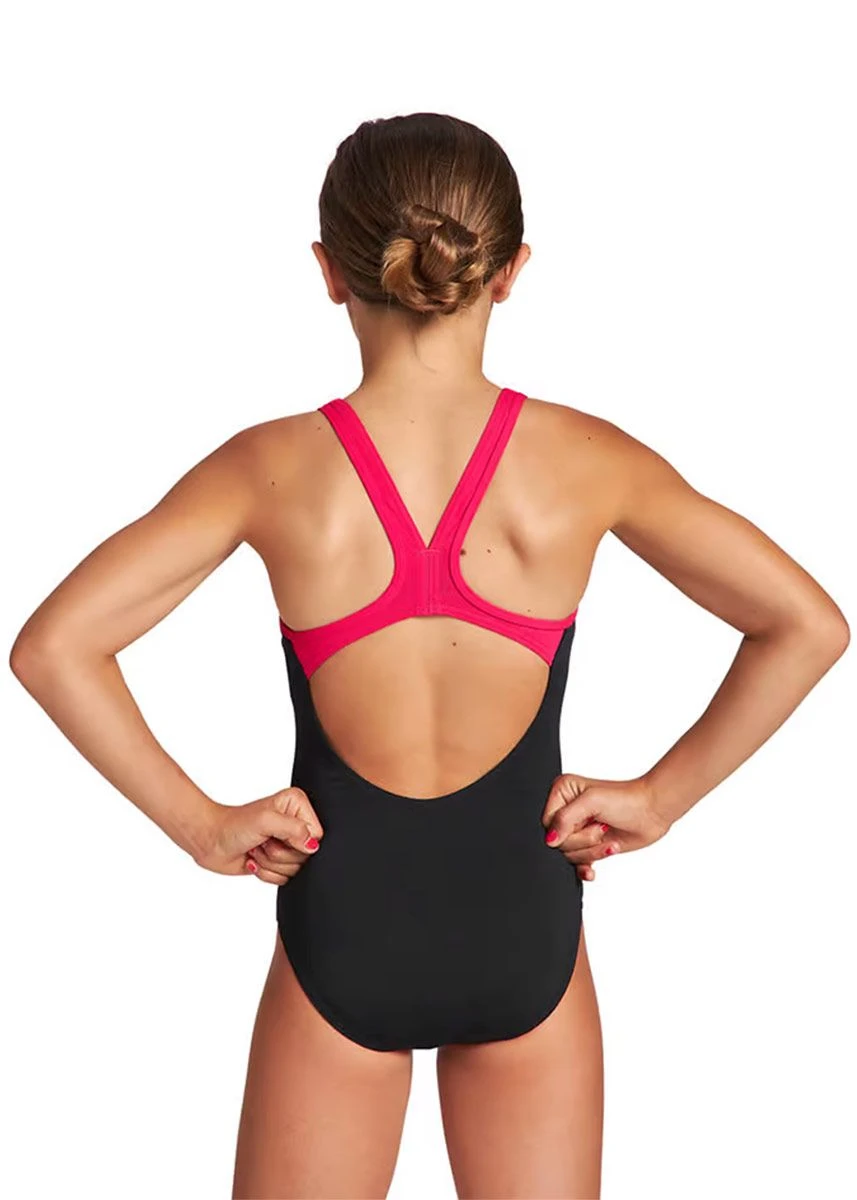 Arena Girl's Biglogo Pro Back Swimsuit - Black/ Freak Rose 4 Arena Girl's Biglogo Pro Back Swimsuit - Black/ Freak Rose - Image 2