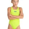 Arena Girl's Team Swim Tech Swimsuit - Soft Green/Neon Blue -Swim Equipment Shop 004764 680