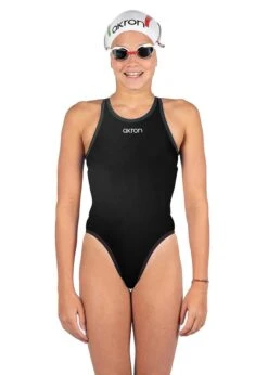 Akron Girls Babbitt Evo Swimsuit - Black/Sport Red
