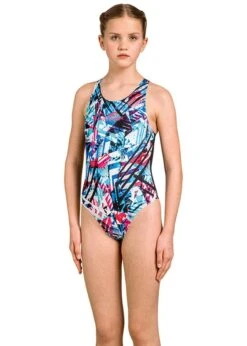 Aquafeel Girl's Colour Quake Swimsuit - White / Blue