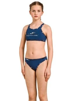 Aquafeel Girl's Night Waves Mini-cross Back Swim Bikini - Blue