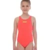 Arena Girls Solid Swim Tech Swimsuit - Fluo Red/Soft Green -Swim Equipment Shop 2a262 476