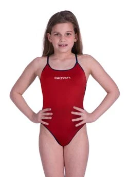 Akron Girls Babele Bicolour Swimsuit - Red / Black