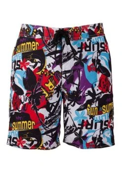 Arena Splash Bermuda Shorts Black / Multi-Coloured -Swim Equipment Shop 44858 50 splash bermuda front 2