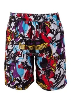 Arena Splash Bermuda Shorts Black / Multi-Coloured -Swim Equipment Shop 44858 50 splash bermuda front back 2