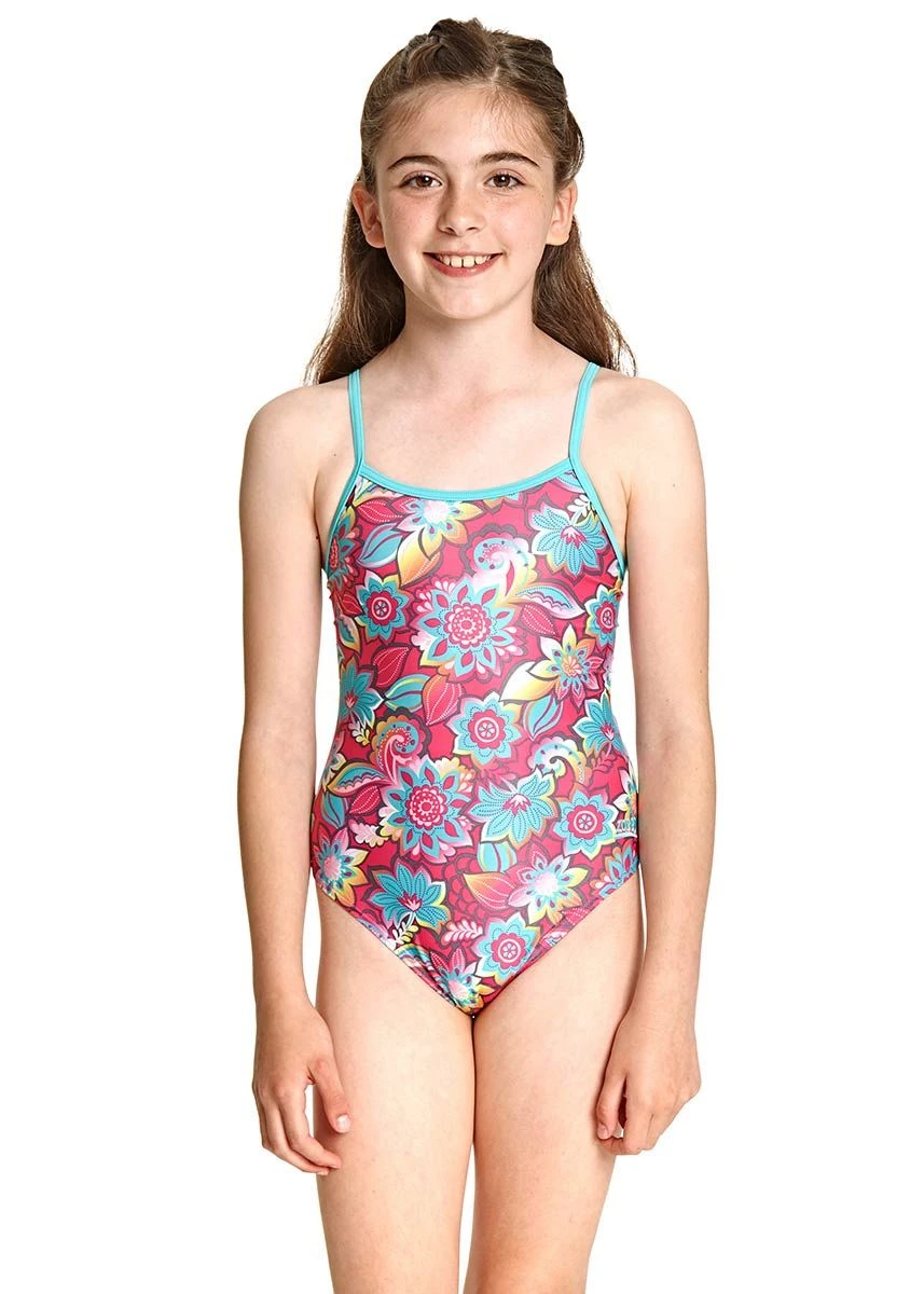 Zoggs Girl's Garden Party Yaroomba Floral Swimsuit 3 Zoggs Girl's Garden Party Yaroomba Floral Swimsuit