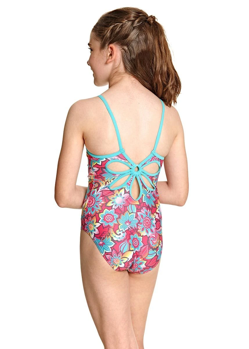 Zoggs Girl's Garden Party Yaroomba Floral Swimsuit 4 Zoggs Girl's Garden Party Yaroomba Floral Swimsuit - Image 2