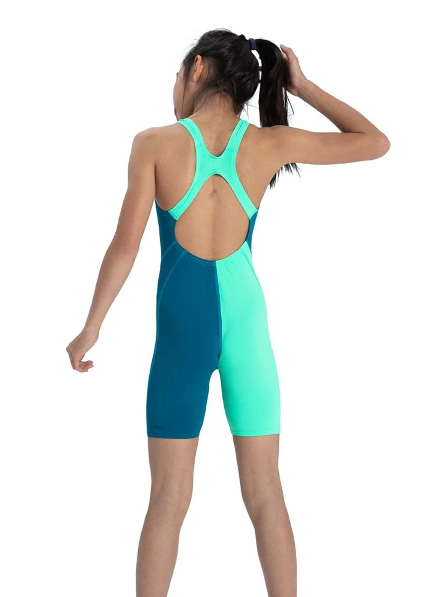 Speedo Girl's Fastskin Junior Endurance+ Kneesuit - Nordic Teal / Green Glow 5 Speedo Girl's Fastskin Junior Endurance+ Kneesuit - Nordic Teal / Green Glow - Image 3