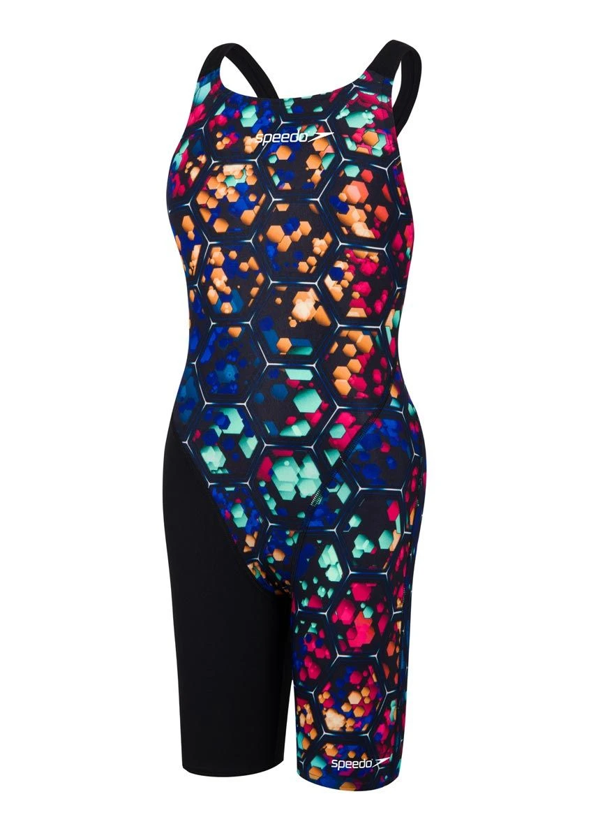 Speedo Girl's Fastskin Junior Endurance+ Kneesuit - Black / Beautiful Blue 3 Speedo Girl's Fastskin Junior Endurance+ Kneesuit - Black / Beautiful Blue