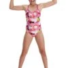 Speedo Girl's Punk Floral Lane Line Back Swimsuit - Pink/ White/ Black/ Lime -Swim Equipment Shop 8 13441g805 2