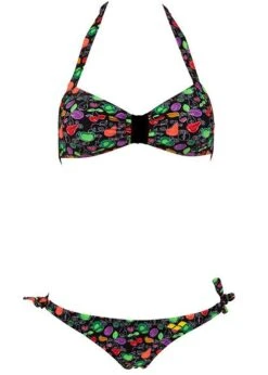 Arena Womens Little Fruit Neckholder Swim Bikini Black -Swim Equipment Shop 87040 50 little fruit neckholder front 1 1