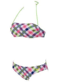 Arena Womens Checks Bandeau Swim Bikini White/Multi-coloured -Swim Equipment Shop 87061 16 checks bandeau 2