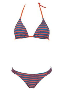 Arena Womens Stripes Triangle Swim Bikini Orange/Turquoise