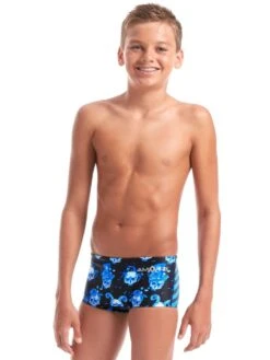 AMANZI Boy's Skulduggery Trunks - Black / Blue -Swim Equipment Shop am17181 skulduggery 3