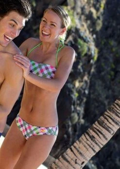 Arena Womens Checks Bandeau Swim Bikini White/Multi-coloured -Swim Equipment Shop arena checks bandeau bikini