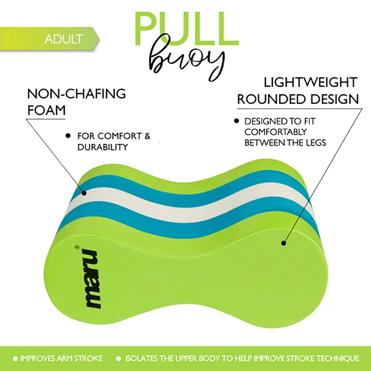 Maru Pull Buoy - Lime / Blue / White 7 Maru Pull Buoy - Lime / Blue / White - Image 5
