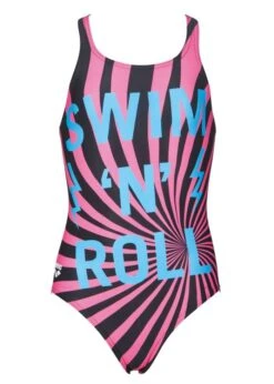 Arena Girls Swim And Roll Swimsuit Black -Swim Equipment Shop broll front2