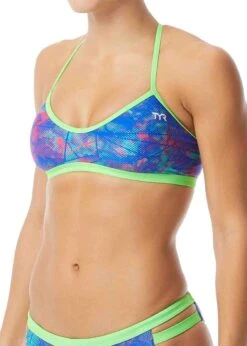 TYR Canvas Trinity Bikini Top - Red/Turquoise/Blue