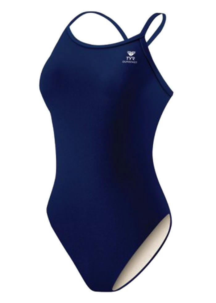 TYR Girl's Durafast One Solid Diamondfit Swimsuit - Navy Blue 3 TYR Girl's Durafast One Solid Diamondfit Swimsuit - Navy Blue