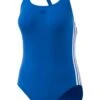 Adidas Girl's Athly V 3 Stripes Swimsuit - Blue