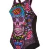 Maru Skulls N' Roses Pacer Vee Back Swimsuit -Swim Equipment Shop fs8516 multi fr 1