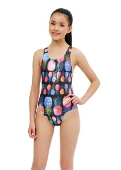 Maru Girl's Pina Colada Ecotech Sparkle Auto Back Swimsuit - Black/Multi