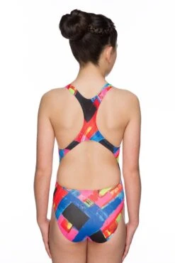 Maru Girls Woven Pacer Rave Back Swimsuit - Multi -Swim Equipment Shop gk6025 back