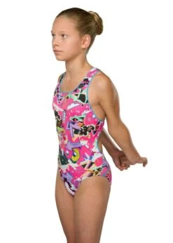 Maru Girls Scribble Swimsuit -Swim Equipment Shop gk7526 b wbg