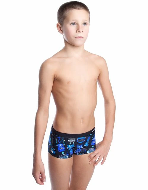Mad Wave Boys Robots Trunks - Purple / Black 5 Mad Wave Boys Robots Trunks - Purple / Black - Image 3