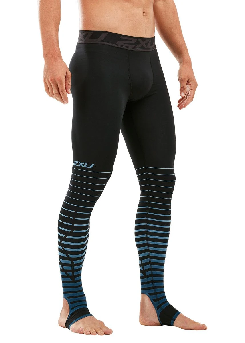 2XU Men's Power Recovery Compression Tights - Black/Denim 3 2XU Men's Power Recovery Compression Tights - Black/Denim