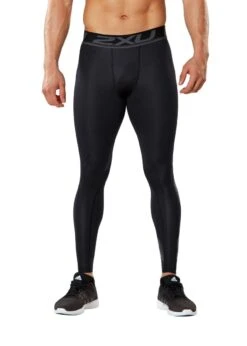 2XU Men's Accelerate Compression Tights - Black/Arrow Stripe Nero