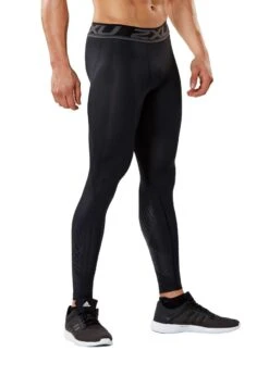 2XU Men's Accelerate Compression Tights - Black/Arrow Stripe Nero -Swim Equipment Shop ma4476b blk asn 1