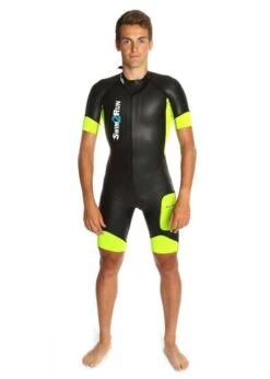Dare2Tri Mens SwimRun GO Wetsuit - Black / Yellow -Swim Equipment Shop mens swim 2rungo model front