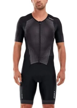 2XU Men's Perform Full Zip Sleeved Trisuit - Black/Shadow