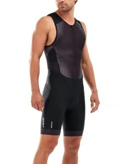2XU Men's Perform Front Zip Trisuit - Black/Shadow -Swim Equipment Shop mt5526d blk sdw side