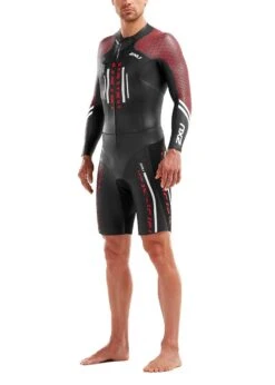 2XU Men's Swim Run: Pro Wetsuit- Black / Flame Scarlet -Swim Equipment Shop mw5477c blk fsc 00