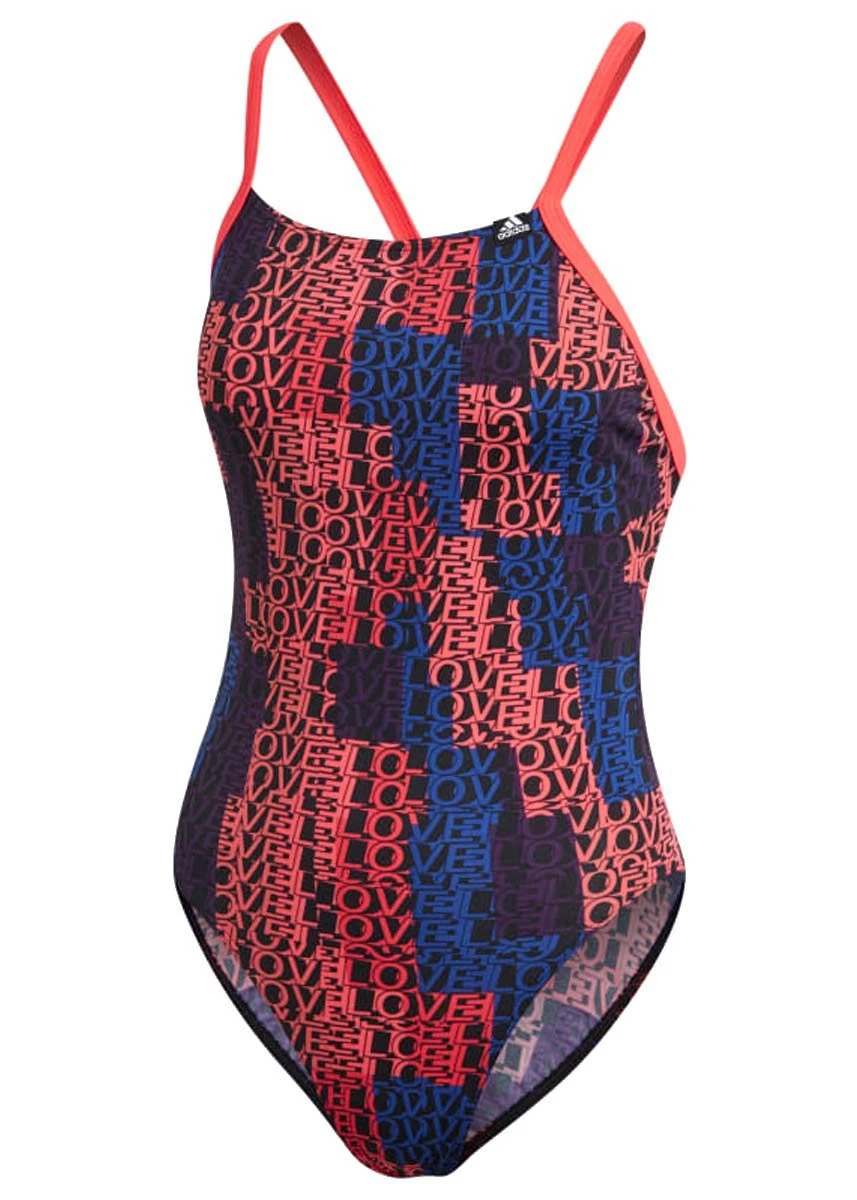 Adidas Girl's Pro Light Graphic Swimsuit- Shock Red 3 Adidas Girl's Pro Light Graphic Swimsuit- Shock Red