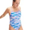 Speedo Allover Digital Vback Swimsuit - Clearwater Dawn