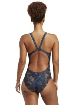 Adidas 3-Stripe Graphic Swimsuit - Steel/Black/Earth Strata/White