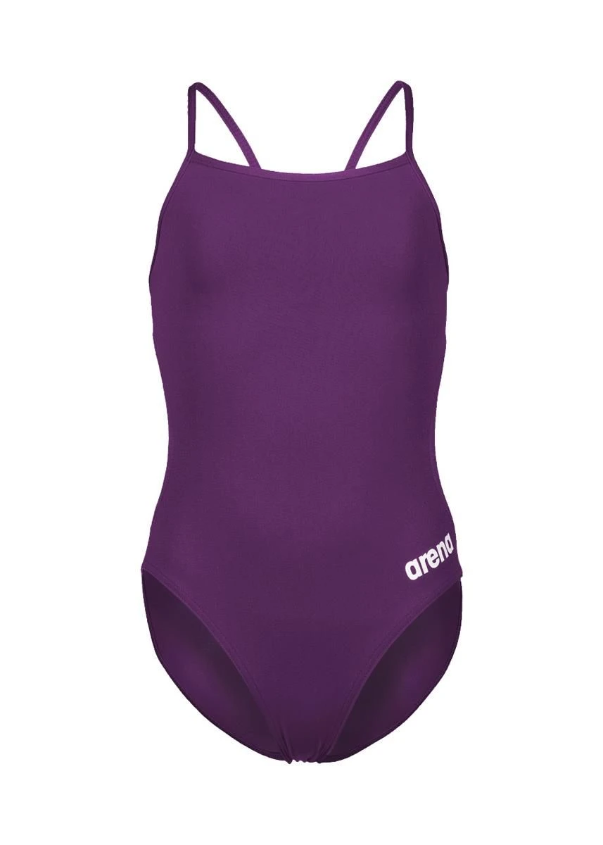 Arena Girl's Team Challenge Back Solid Swimsuit - Plum/White 9 Arena Girl's Team Challenge Back Solid Swimsuit - Plum/White - Image 7