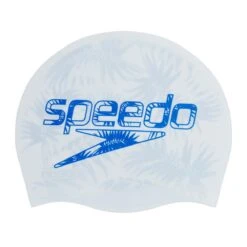 Speedo Junior Reversible Slogan Cap - White/ Beautiful Blue -Swim Equipment Shop tumbnail 11695dda 425c 456b 8e93 c619090cd8b9