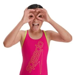 Speedo Girl's Boom Logo Placement Flyback Swimsuit - Electric Pink/ Atomic Lime -Swim Equipment Shop tumbnail 2812c04b b459 4bf6 a08f 5ea1272ae86f
