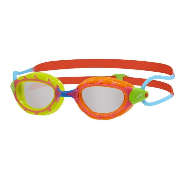 Zoggs Predator Junior Goggles - Green/Red - Tinted Blue Lens 3 Zoggs Predator Junior Goggles - Green/Red - Tinted Blue Lens