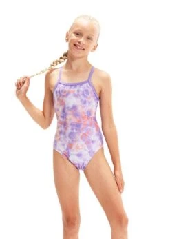 Speedo Girl's Printed Thinstrap Muscleback Swimsuit - Miami Lilac/ Soft Coral/White -Swim Equipment Shop tumbnail 41352bea 5143 41b3 91f3 bfca16dd672e