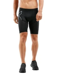 2XU Men's Aero Vent Compression Shorts - Black/ Silver