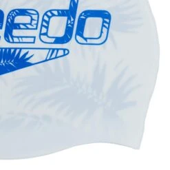 Speedo Junior Reversible Slogan Cap - White/ Beautiful Blue -Swim Equipment Shop tumbnail 4e24140b f414 45f4 8106 aec746f37d23