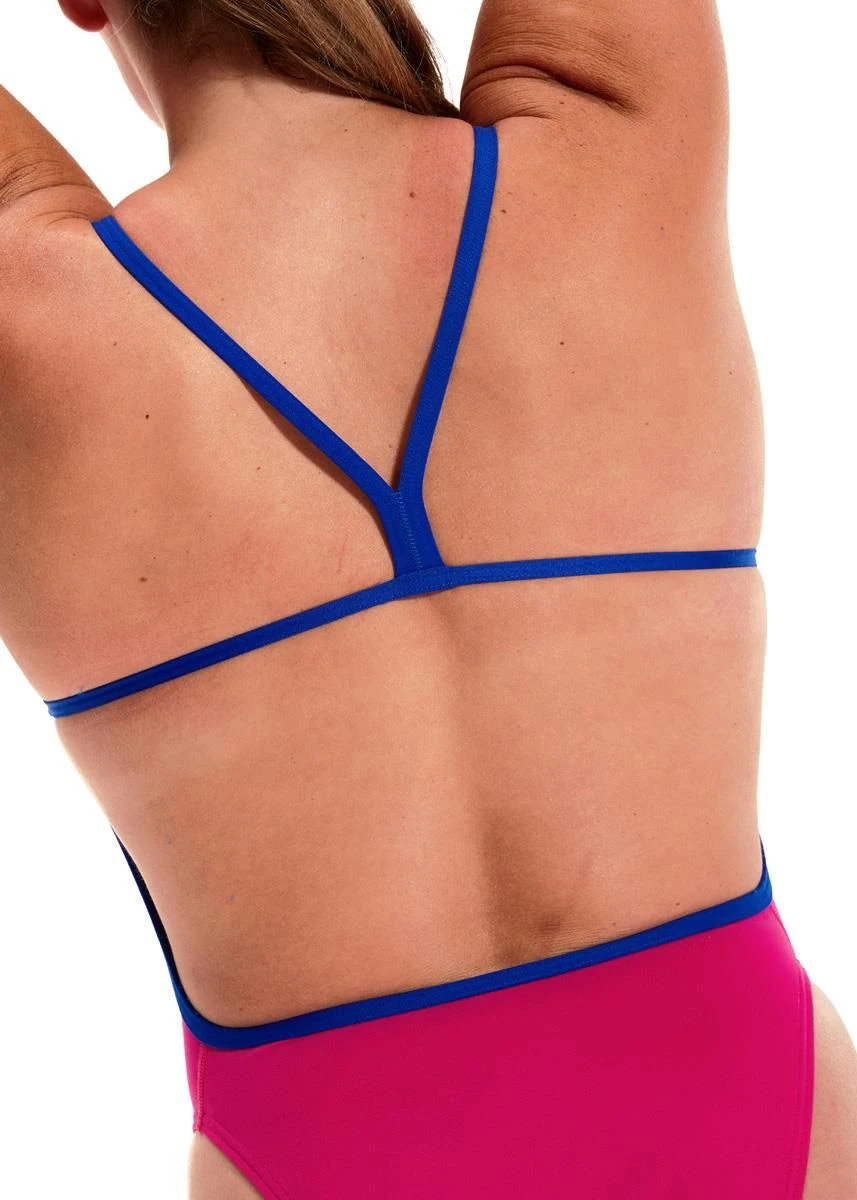 Speedo Solid Vback Swimsuit - Electric Pink/ Chroma Blue 7 Speedo Solid Vback Swimsuit - Electric Pink/ Chroma Blue - Image 5