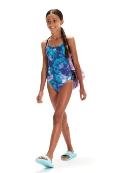 Speedo Girl's Allover Digital Lane Line Back Swimsuit - Shimmers In The Night -Swim Equipment Shop tumbnail 52e4b777 fa72 4d58 93a9 4433dae71299