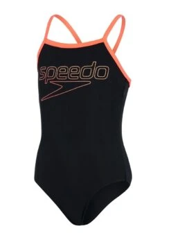 Speedo Girl's Boom Logo Thinstrap Muscleback Swimsuit - Black/ Siren Red/ Papaya Punch -Swim Equipment Shop tumbnail 587bb96d 052b 40da 89d7 b93f61f28fa6